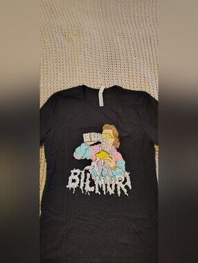 Black/Grey Bilmuri Band Tee with Pastel Cartoon Graphic Men's Medium